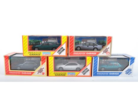 A collection of 5x assorted Dinkum Classics 1/43 scale diecast model Paradise Garage cars to include; Ford Falcon AU XR6 Limi
