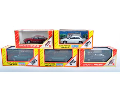 A collection of 5x assorted Dinkum Classics 1/43 scale diecast model Paradise Garage cars to include; 2 x Ford Falcon AU XR6 