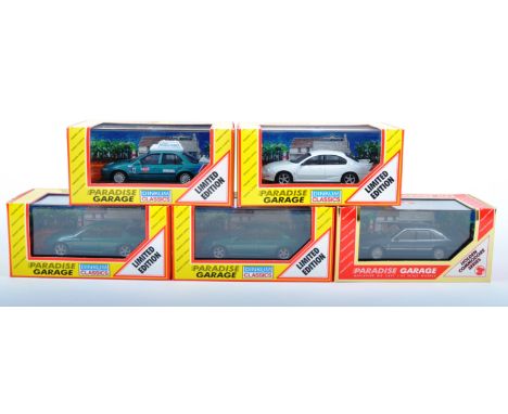 A collection of 5x assorted Dinkum Classics 1/43 scale diecast model Paradise Garage cars to include; 2 x Ford Falcon AU XR6 