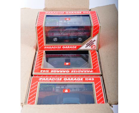 A complete box of vintage 1990s ex shop stock / trade box of Paradise Garage Series boxed diecast models.&nbsp; The Paradise 