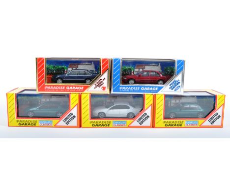 A collection of 5x assorted Dinkum Classics 1/43 scale diecast model Paradise Garage cars to include; 2 x Ford Falcon AU XR6 