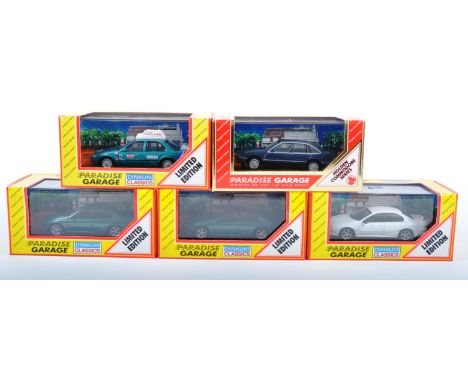 A collection of 5x assorted Dinkum Classics 1/43 scale diecast model Paradise Garage cars to include; 2 x Ford Falcon AU XR6 