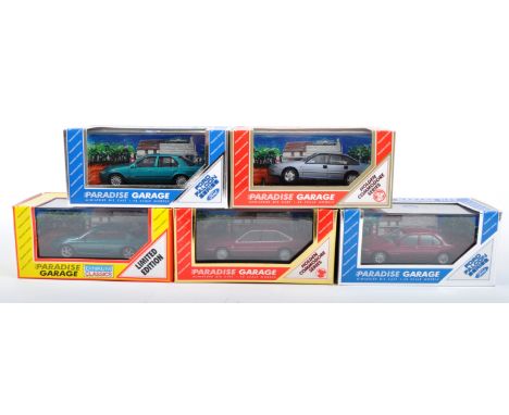 A collection of 5x assorted Dinkum Classics 1/43 scale diecast model Paradise Garage cars to include; Ford Falcon AU XR6 Limi