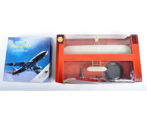 A Schabak Boeing 747 diecast model plane 1:250 scale, together with a Corgi " The Wright Flyer " from the Aviation Archive 1:
