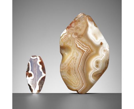 TWO BACTRIAN BANDED AGATE BEADS, LATE 3RD TO EARLY 2ND MILLENIUM BCPublished: Massimo Vidale, Treasures from the Oxus. The Ar
