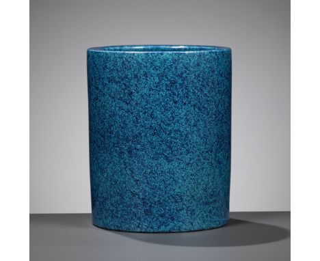 A ROBIN'S EGG GLAZED BRUSHPOT, BITONG, 18TH CENTURYChina. Of cylindrical form with straight sides rising to an incurved rim, 