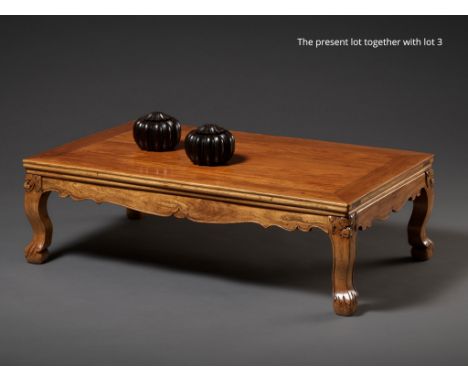 A HUANGHUALI LOW TABLE, KANGZHUO, 17TH-18TH CENTURYChina. Superbly carved with the top panel set within a rectangular frame w