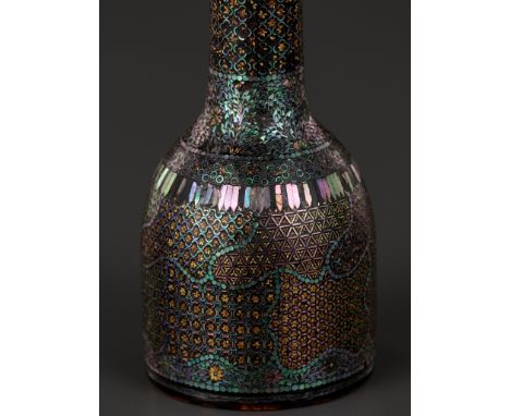 A SMALL LAC BURGAUTE MALLET VASE, KANGXI PERIOD, JIANG QIANLI MARKChina, 1662-1722. The cylindrical body with the rounded sho