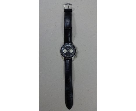 A GENTS STAINLESS STEEL AUTAVIA HEUER SEVENTEEN JEWEL CHRONOGRAPH WRISTWATCH, cal: 7730 Vortex case marked Leonidas-Heuer, wi
