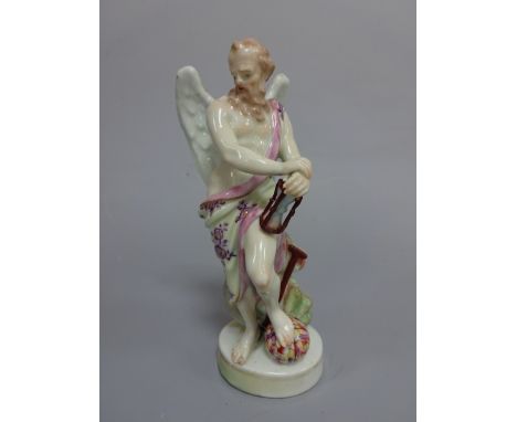 AN 18TH CENTURY DERBY FIGURE, modelled as Father Time, with Sands of Time resting on leg raised on globe, impressed 222 to ba