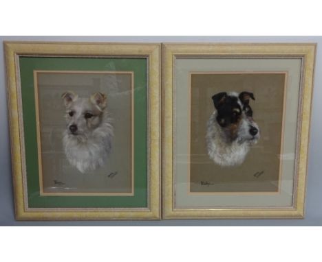 DOROTHY S HALLETT (fl.1913-1930), dog portrait studies Ricky and Tiny, pastel, both signed lower right, each approximately 36