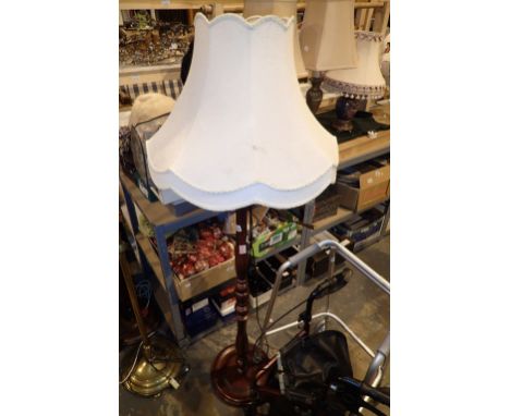 Wooden standard lamp with shade 