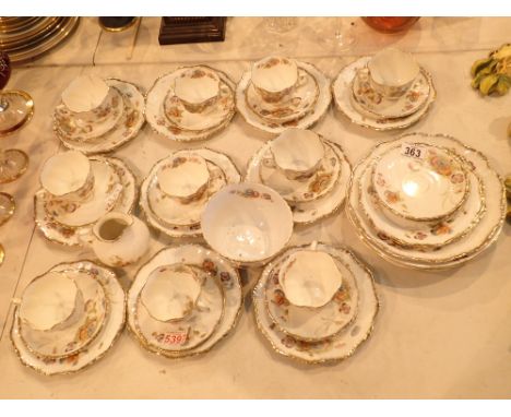 Victorian floral tea set with gilt highlight 