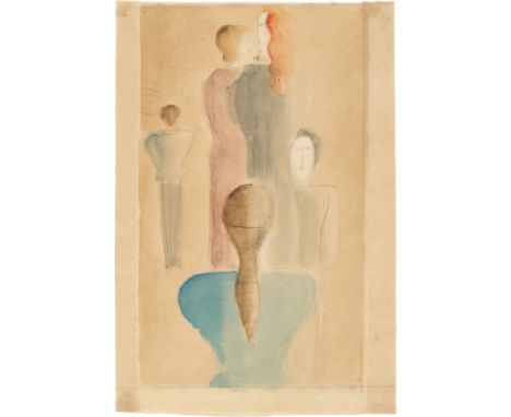 Oskar Schlemmer (Stuttgart 1888 – 1943 Baden-Baden). „Frauentreppe II“. 1925Aquarell auf Transparentpapier (aus einem Skizzen