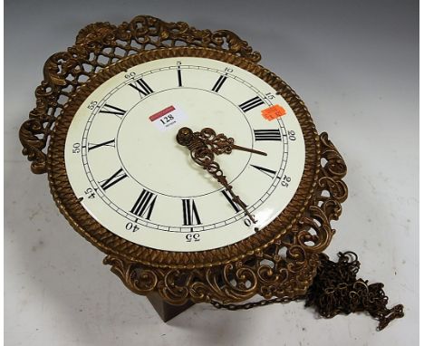 A 19th century French comtoise clock, the convex enamelled dial with Roman and Arabic numerals, within a pierced brass surrou