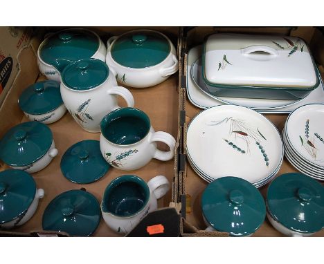 A Denby part tea and dinner service, in the Green Wheat pattern, printed mark verso (two boxes)
