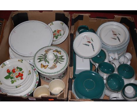 A Denby stoneware part tea and dinner service, in the Green Wheat pattern; together with Portmeirion Botanic Garden pattern t