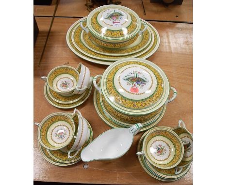 A Paragon part tea and dinner service, in the Corinthian pattern, to include graduated meat plates, tureens and covers etc 