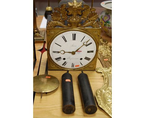 A 19th century French brass comtoise clock, having convex enamelled dial with Roman numerals, signed Seris à Vicfesensac, the