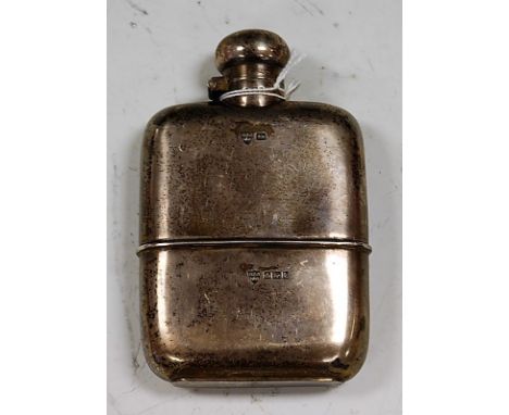 An Edwardian silver pocket hip flask, of plain undecorated form, maker G&J W Hawksley, Sheffield 1902   Condition Report / Ex