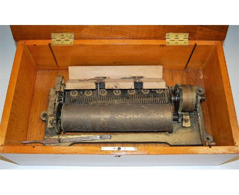 A circa 1900 walnut and marquetry inlaid music box, the associated movement playing 6 airs (several teeth broken, condition p