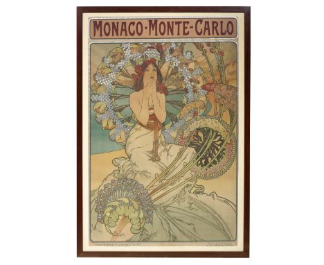 ALPHONSE MUCHA (1860-1939)MONACO. MONTE-CARLOlithographic poster in colours, 1897, printed by F. Champenois, Paris, cond. B-,