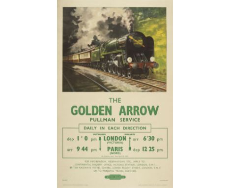 BARBERThe GOLDEN ARROW, British Railwayslithographic poster in colours, printed by Jordison &amp; Co. London,cond. A, backed 