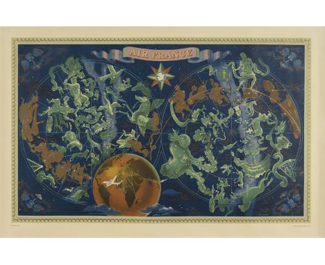 LUCIEN BOUCHER (1889-1971)AIR FRANCE, ZODIAC lithographic poster in colours, 1953, printed by Perceval, Paris, cond. A, not b
