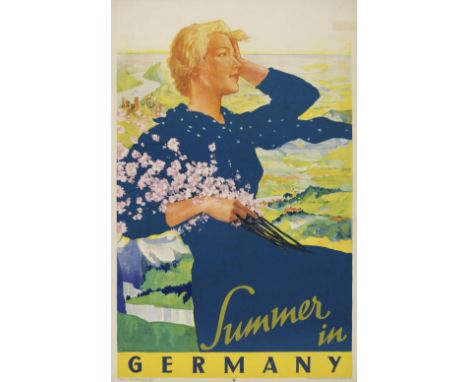 LUDWIG LUTZ EHRENBERGER (1878-1950)SUMMER IN GERMANYlithographic poster in colours, cond. A, backed on linen 40 x 25 ins (102