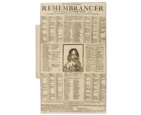 Broadside.-  Charles I.- The city and country remembrancer for the year of our Lord God. 1707. Containing divers remarkable t