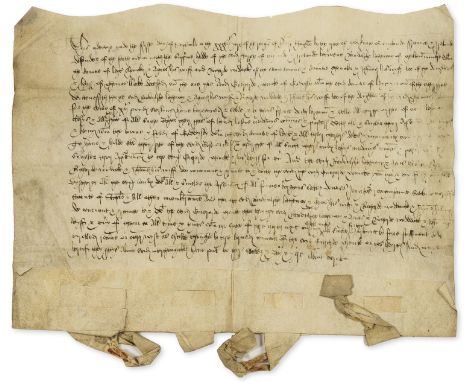 Leicestershire.- Henry VIII, "the Supp[re]me hedde of the ownly churche of England.- Indenture of a bargain and sale from Rad