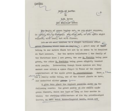 Bates (Herbert Ernest, writer, 1905-74) A Love of Flowers, autograph manuscript signed, c. 270pp., written on rectos, numerou