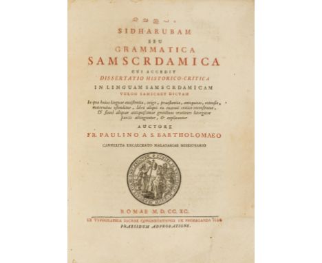 Sanskrit.- Werdin (Johann Phillip) Sidharubam seu Grammatica Samscrdamica cui accedit Dissertatio Historico-Critica in Lingua