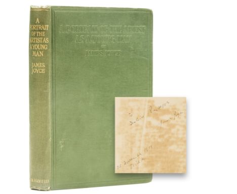 Joyce (James) A Portrait of the Artist as a Young Man, first English edition, English sheets, signed presentation inscription