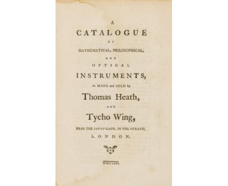 Mathematical &amp; scientific instruments.- Trade catalogue.- Heath (Thomas) A Catalogue of Mathematical, Philosophical, and 