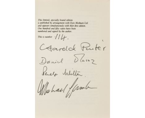 Pinter (Harold) Betrayal, number 114 of 150 copies signed by the author, additionally signed by Penelope Wilton, Michael Gamb