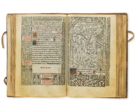 Printed on vellum.- [Book of Hours] Hore dive virginis Marie, collates: A-N8, 104 leaves, 26 lines, printed on vellum in red 