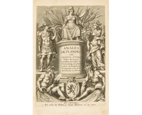 Sueyro (Emanuel) Annales de Flandes, 2 vol. in 1, vol.1 half-title and engraved allegorical title, vol.2 printed title with l