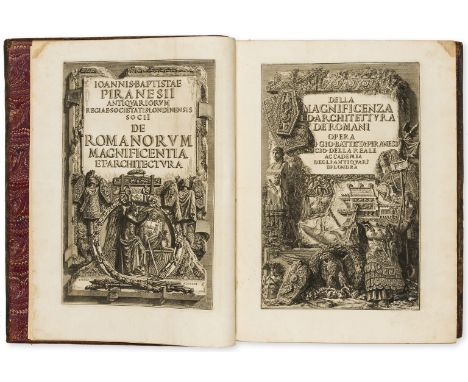 Piranesi (Giovanni Battista) Della Magnificenza ed Architettura de' Romani, two engraved titles in Latin and Italian, engrave