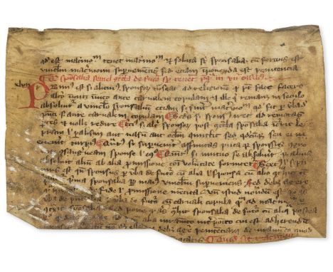 Marriage.- [Fredoli (Berenger), attributed to] Summula in foro poenitentiali, fragment from a manuscript on vellum, in Latin,