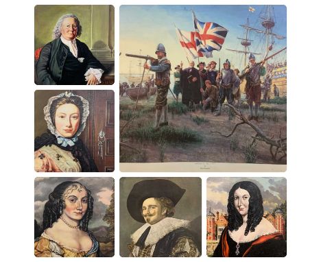 CONTEMPORARY PORTAIT PAINTINGS AND PRINTS GROUP comprising four classically styled portrait studies of three various ladies a
