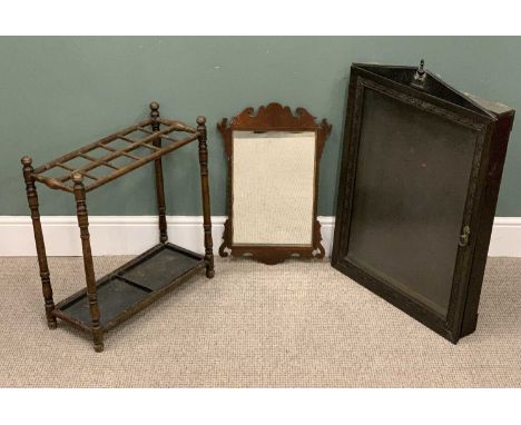 THREE ITEMS OF VINTAGE OCCASIONAL FURNITURE, comprising a 12-section stick stand with metal drip-tray 65 (H) x 59 (W) x 26cms