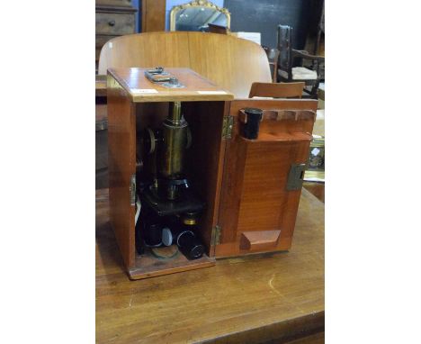 J Swift &amp; Son, London, brass monocular microscope in hardwood case