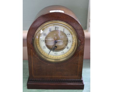 An Edwardian inlaid mahogany mantel clock