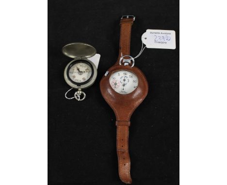 A vintage Smiths 'Yachting Timer' stopwatch with wristwatch strap together with a pocket compass in base metal case
