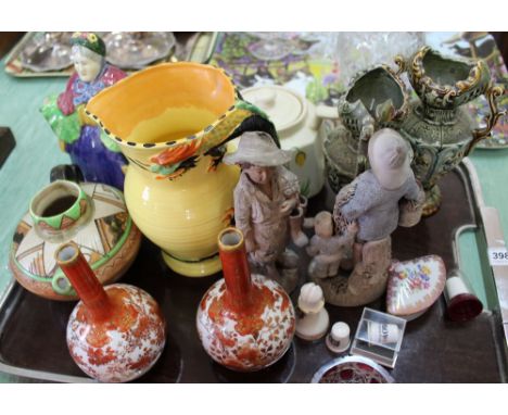 A Burleigh ware dragon jug, Kutani vases plus other china including a Radford teapot