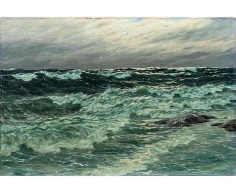 Patrick von Kalckreuth (Kiel 1898 - Starnberg 1970). Licht auf der Brandung. Öl/Lw. 60 x 90 cm. Ungerahmt. R. u. sign. P. v. 