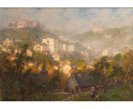 Carl Oesterley jr. (Göttingen 1839 - Blankenese 1930). Blankenese, Süllberg. 1906. Öl/Malkarton. 49 x 69 cm. R. u. sign. und 