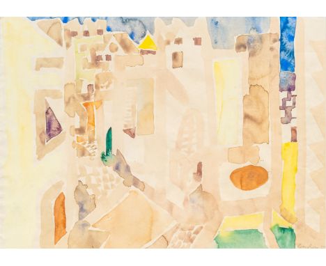 Eduard Bargheer (Hamburg 1901 - Hamburg 1979). Dorf in der Sonne. 1955. Aquarell. 41,5 x 58 cm. R. u. sign. und dat. Bargheer