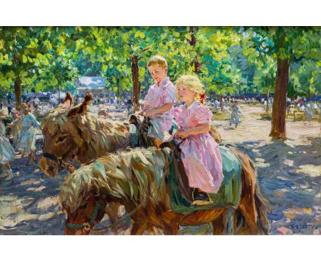 Juri Krotov (Grivenskaya 1964). Ein fröhlicher Tag im Park. 2004. Öl/Lw. 60 x 91,5 cm. R. u. kyrillisch sign. Ju. Krotov, ver
